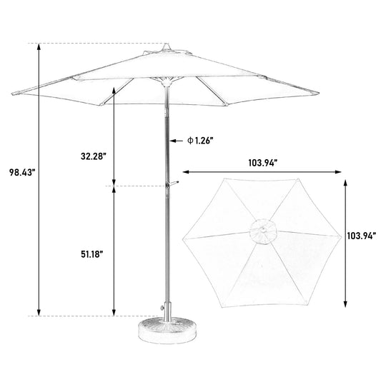 9 Ft Blue Double-Sided Rectangular Outdoor Umbrella with Crank - Large Patio Shade (No Base)