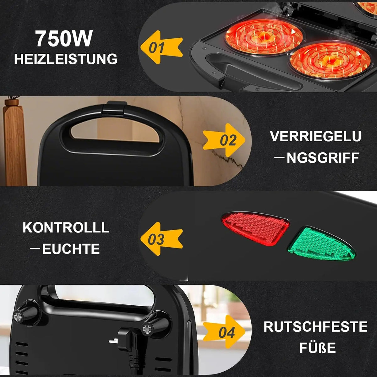 750W Mini Double Waffle Maker Non-Stick Electric Waffle Baking Machine Automatic Temperature Control Breakfast Cake Maker Pancake Iron Pan for Home Kitchen