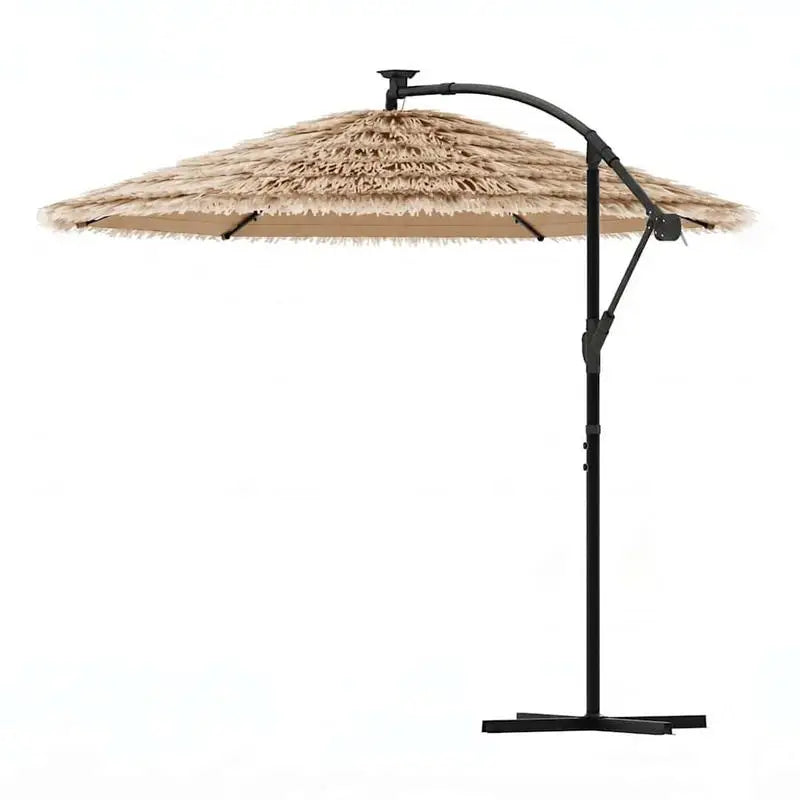 Brown Steel Parasol 269x269x235cm Easy-Clean Outdoor Umbrella
