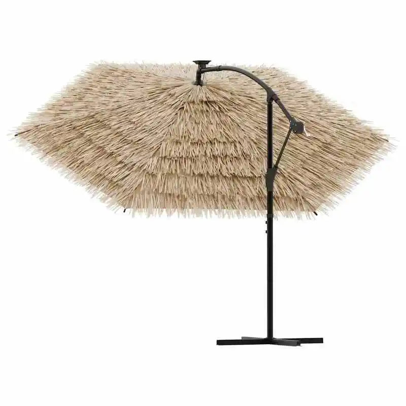 Brown Steel Parasol 269x269x235cm Easy-Clean Outdoor Umbrella