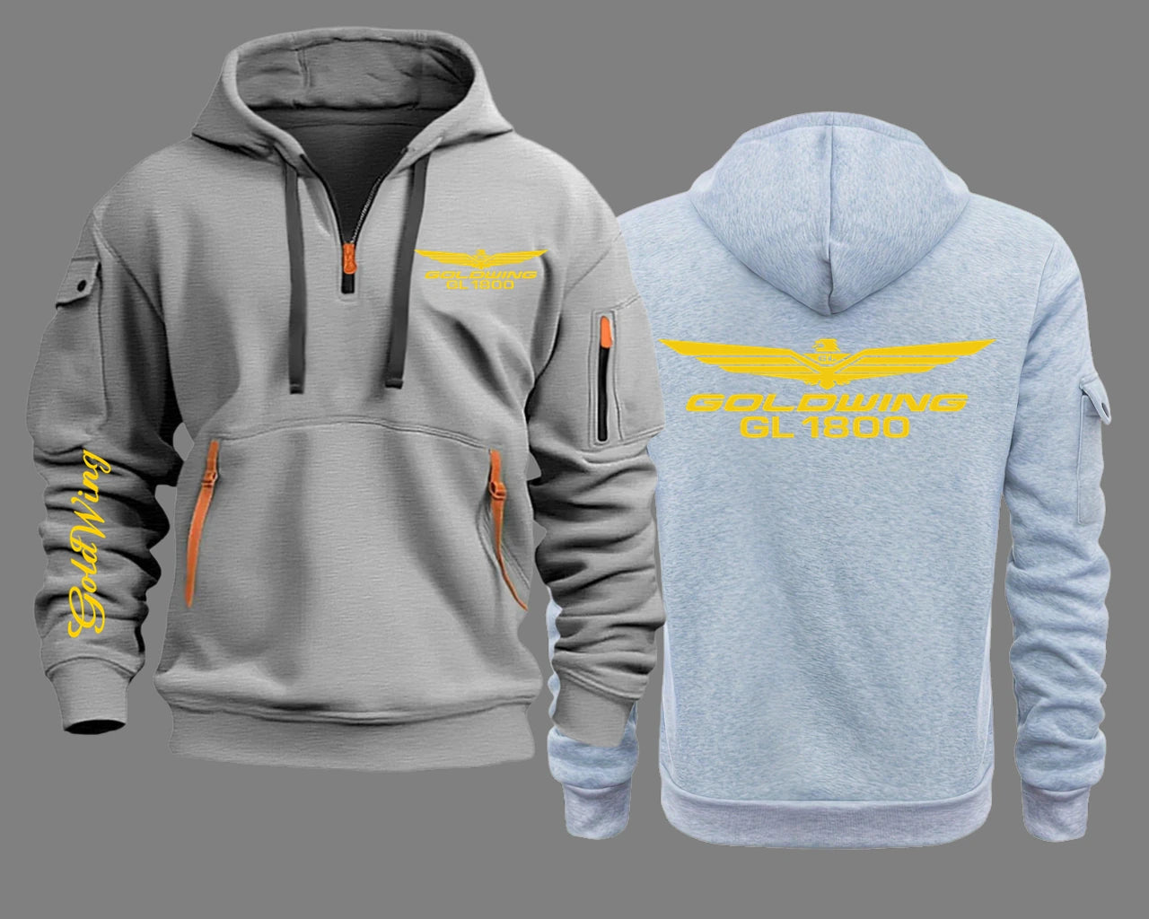 Semi-zip hooded goldwing motorcycles Hoodies.