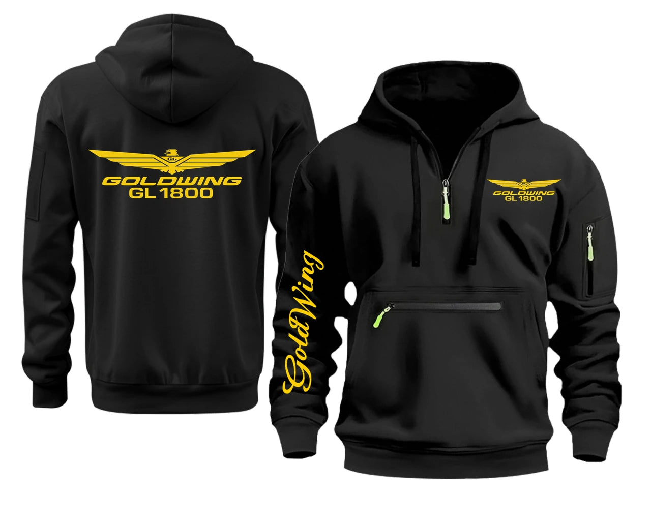 Semi-zip hooded goldwing motorcycles Hoodies.