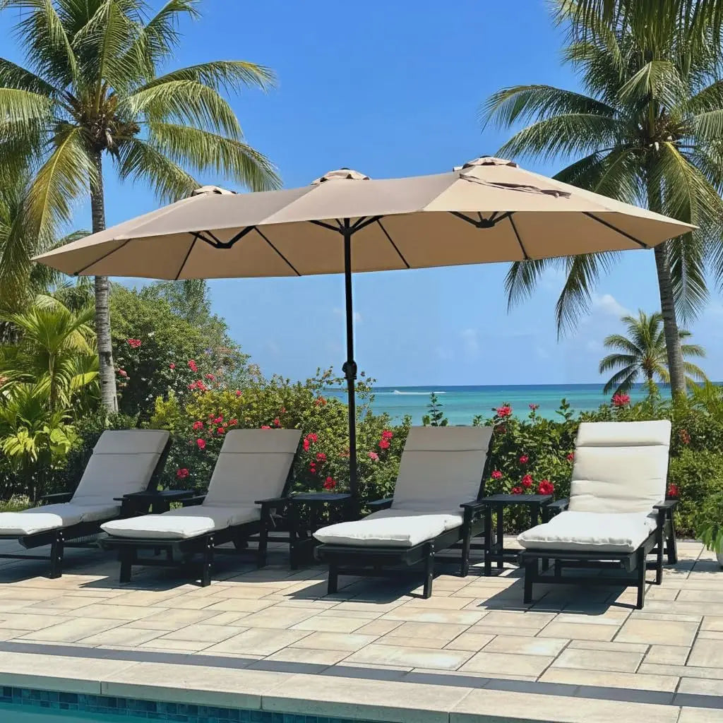 15ft Large Patio Umbrellas Outdoor Double-Sided Rectangle Market Umbrella with Crank Handle, for Lawn Garden for Deck Outside Pool Picnic Inground Yard Commercial