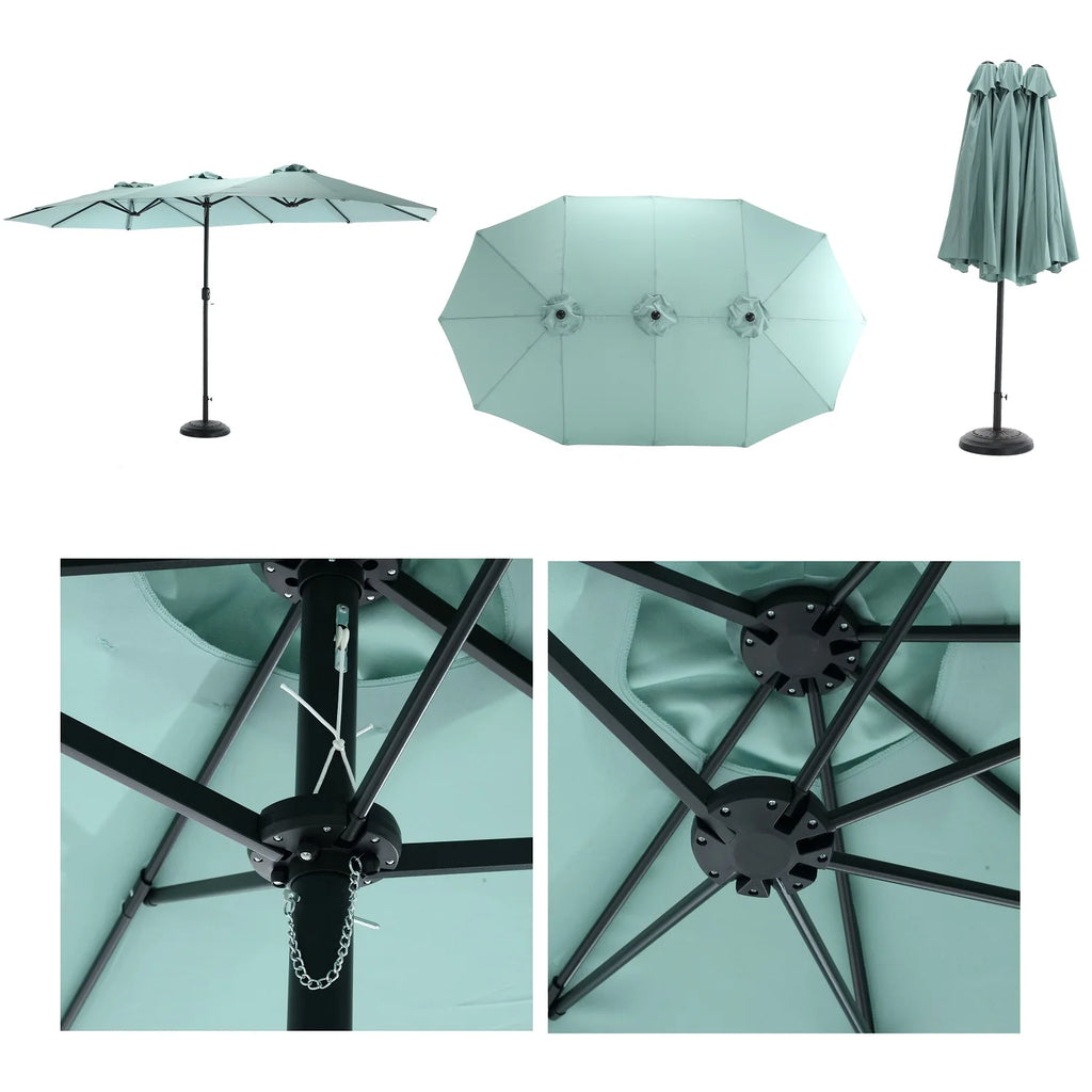 15ft Large Patio Umbrellas Outdoor Double-Sided Rectangle Market Umbrella with Crank Handle, for Lawn Garden for Deck Outside Pool Picnic Inground Yard Commercial