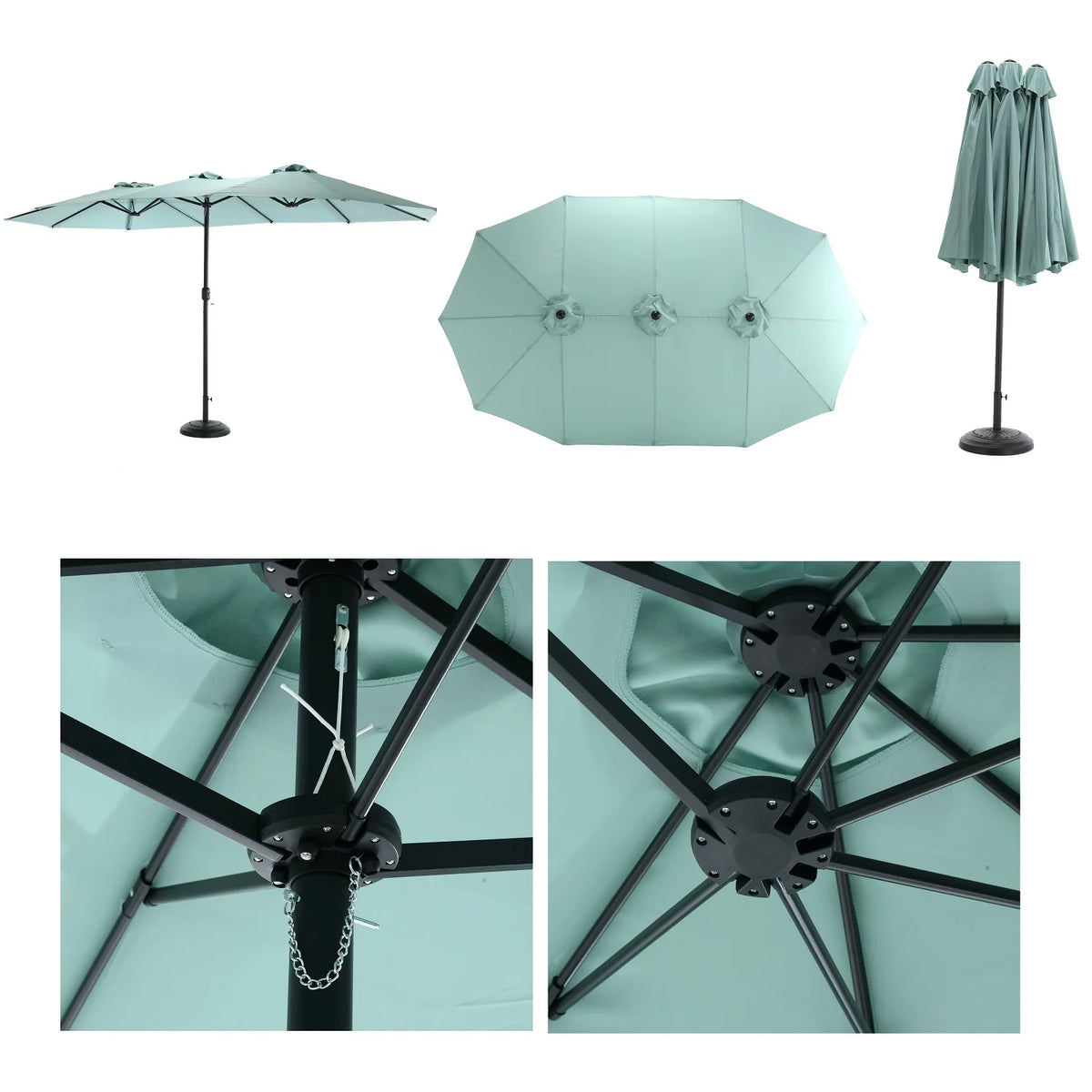 15ft Large Patio Umbrellas Outdoor Double-Sided Rectangle Market Umbrella with Crank Handle, for Lawn Garden for Deck Outside Pool Picnic Inground Yard Commercial