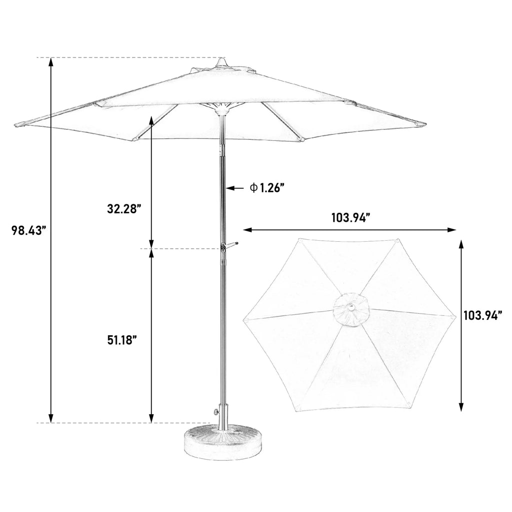 9 Ft Blue Double-Sided Rectangular Outdoor Umbrella with Crank - Large Patio Shade (No Base)