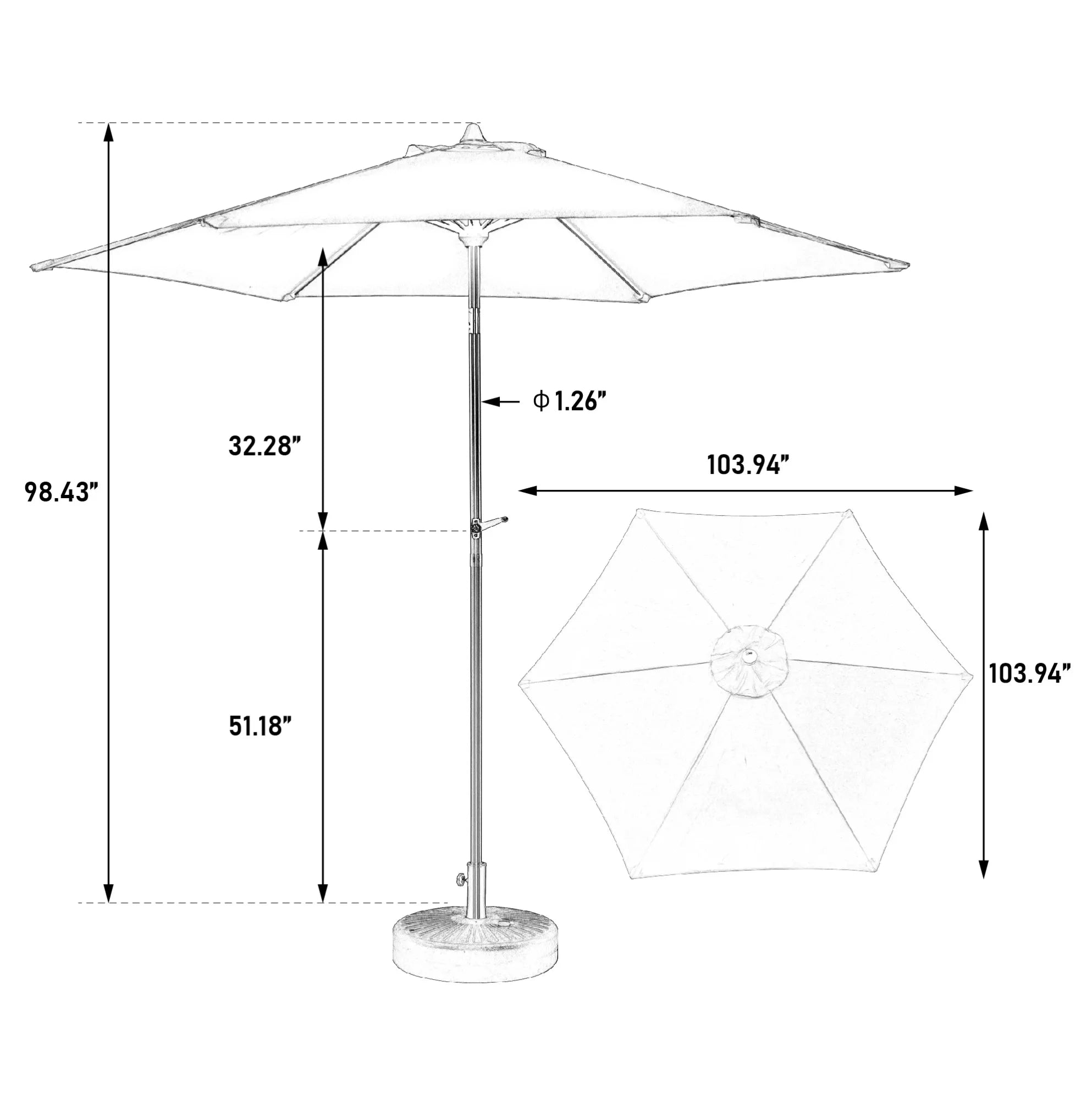 9 Ft Blue Double-Sided Rectangular Outdoor Umbrella with Crank - Large Patio Shade (No Base)