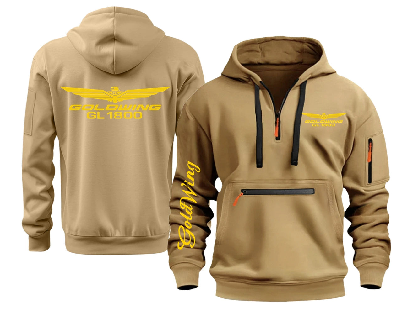Semi-zip hooded goldwing motorcycles Hoodies.