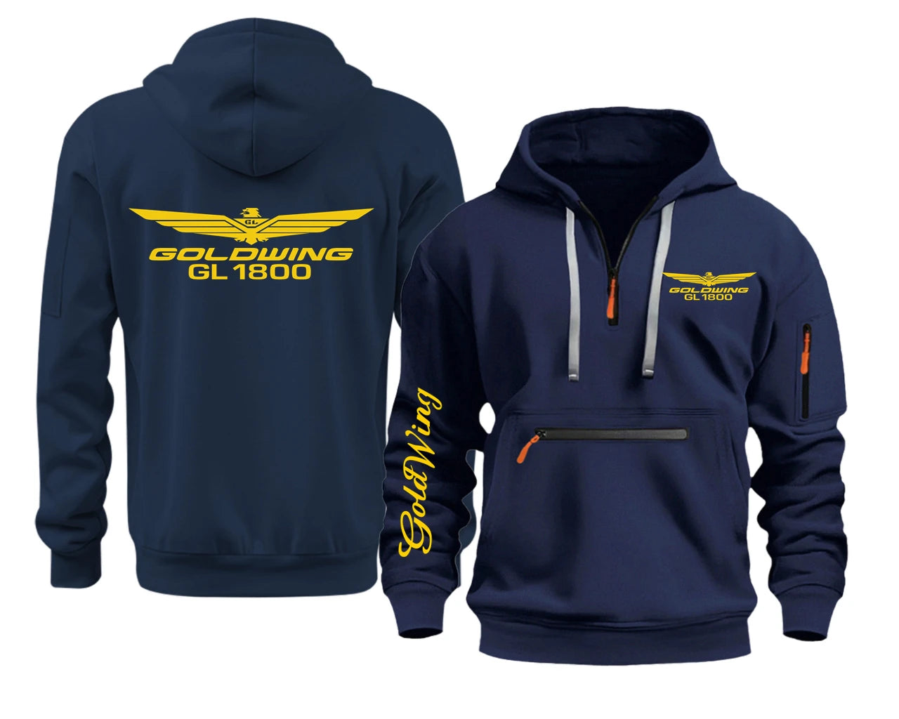 Semi-zip hooded goldwing motorcycles Hoodies.