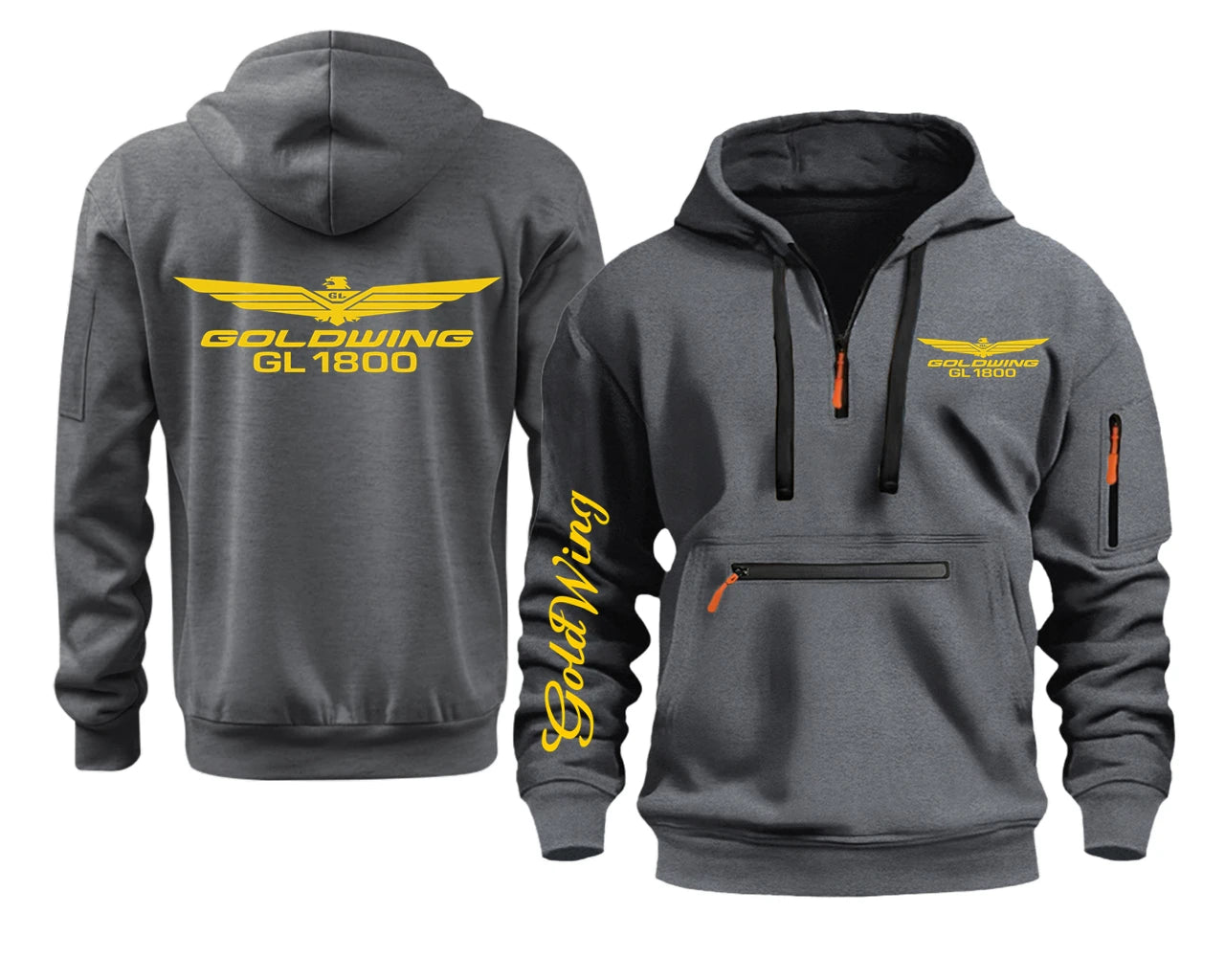 Semi-zip hooded goldwing motorcycles Hoodies.
