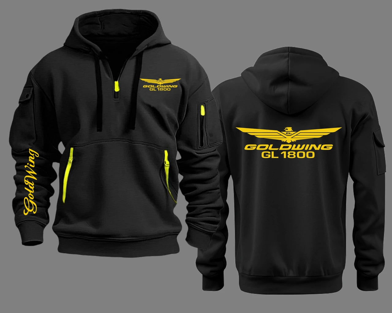 Semi-zip hooded goldwing motorcycles Hoodies.