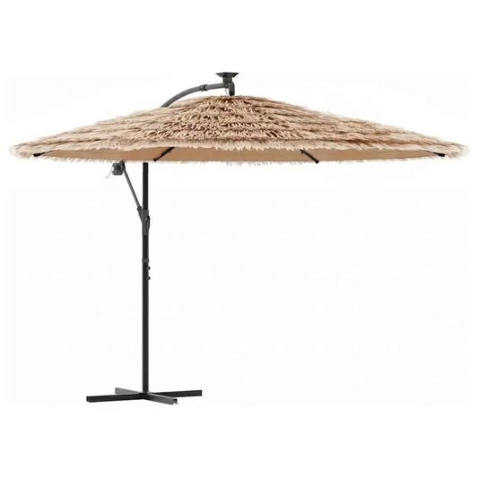 Brown Steel Parasol 269x269x235cm Easy-Clean Outdoor Umbrella