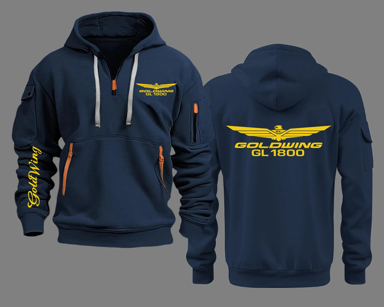 Semi-zip hooded goldwing motorcycles Hoodies.