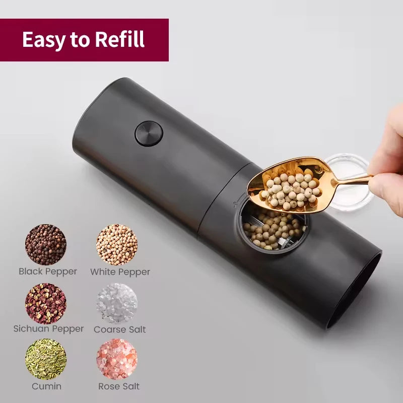 1/2pcs Electric Automatic Salt and Pepper Grinder Set Led Light Grinder Set Spice Mill Adjustable Spices Grinder Kitchen Tools