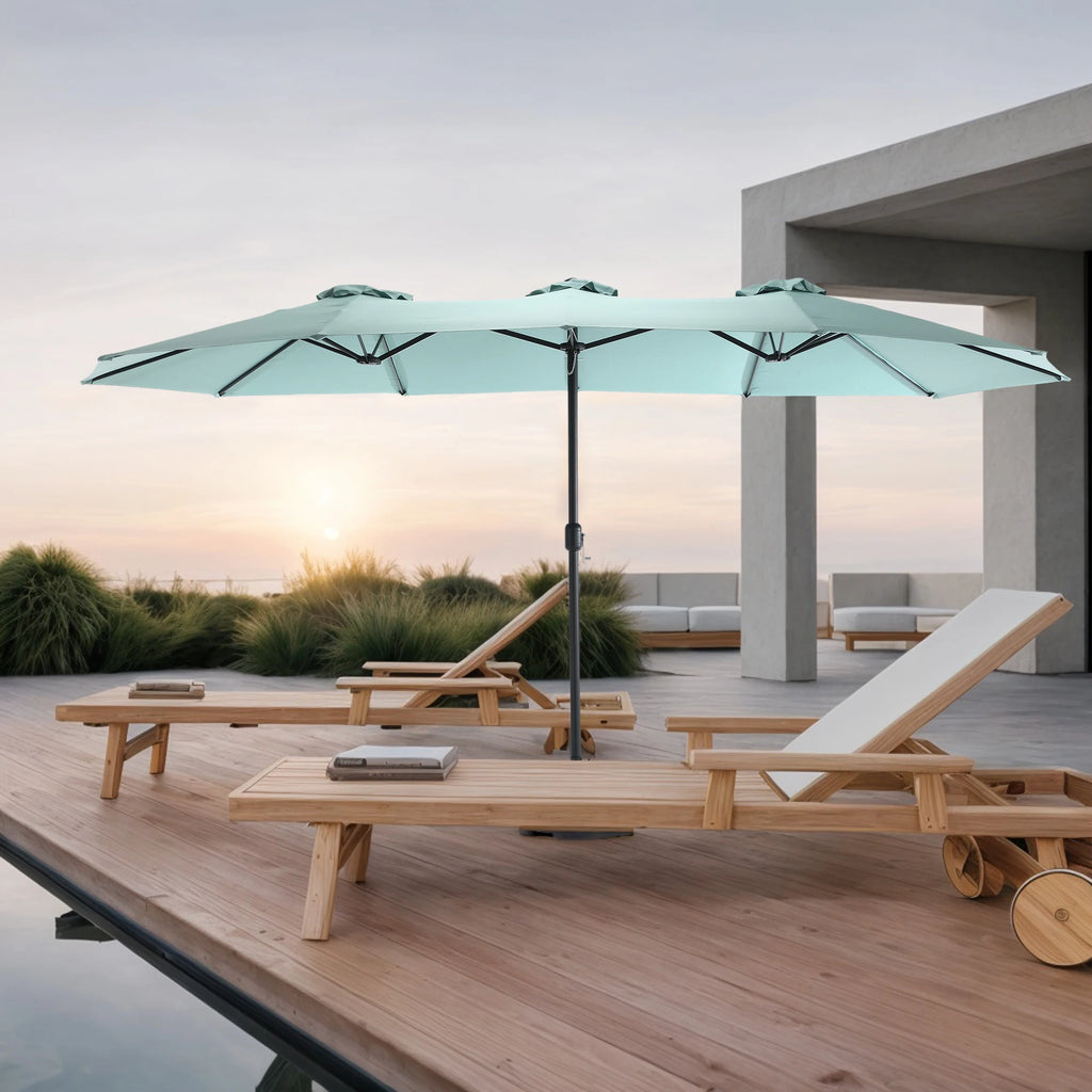 15ft Large Patio Umbrellas Outdoor Double-Sided Rectangle Market Umbrella with Crank Handle, for Lawn Garden for Deck Outside Pool Picnic Inground Yard Commercial
