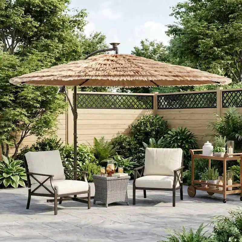 Brown Steel Parasol 269x269x235cm Easy-Clean Outdoor Umbrella