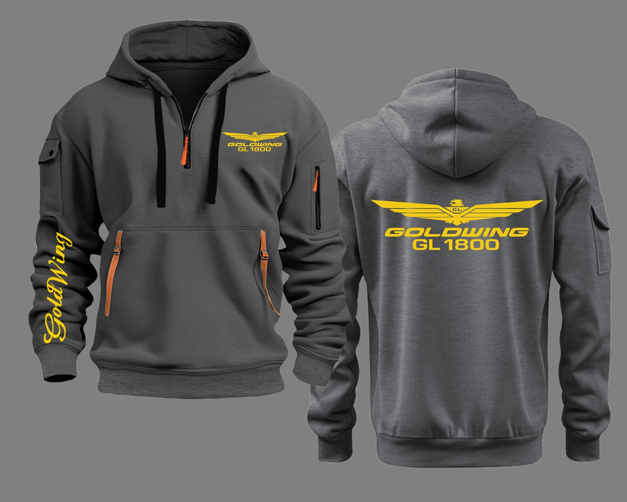 Semi-zip hooded goldwing motorcycles Hoodies.