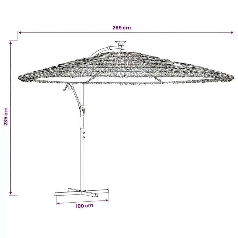 Brown Steel Parasol 269x269x235cm Easy-Clean Outdoor Umbrella