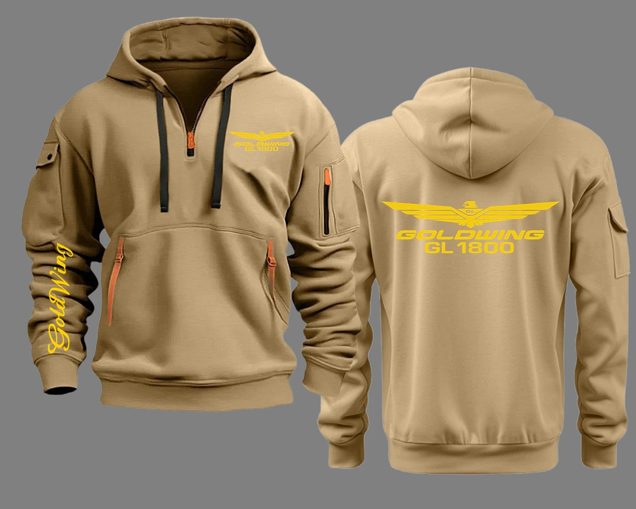 Semi-zip hooded goldwing motorcycles Hoodies.