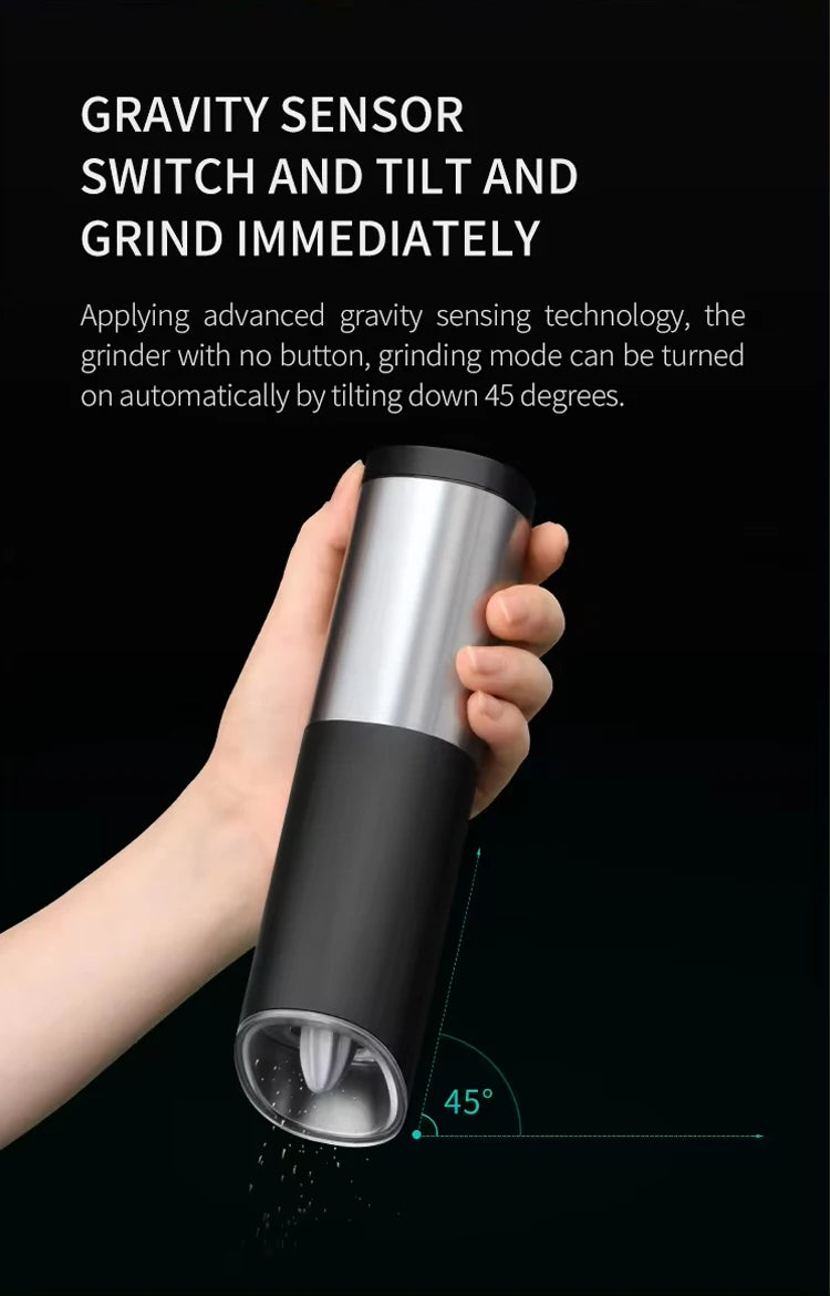 1/2pcs Electric Automatic Salt and Pepper Grinder Set Led Light Grinder Set Spice Mill Adjustable Spices Grinder Kitchen Tools