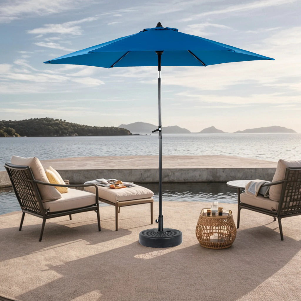 9 Ft Blue Double-Sided Rectangular Outdoor Umbrella with Crank - Large Patio Shade (No Base)