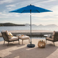 9 Ft Blue Double-Sided Rectangular Outdoor Umbrella with Crank - Large Patio Shade (No Base)