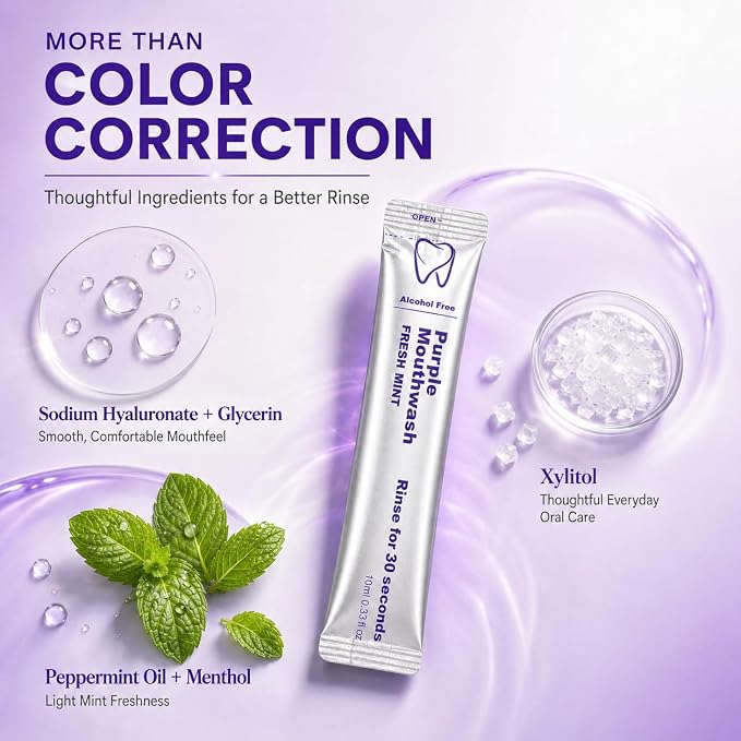 Purple mouthwash color correction